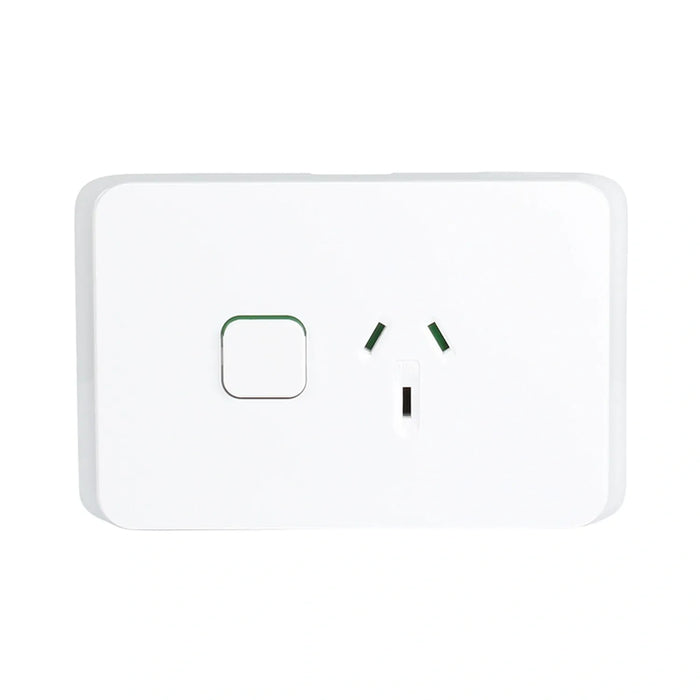 Clipsal Iconic Single Switch Socket Outlet Horizontal Mount, 250V, 10A | Vivid White | 3015-VW