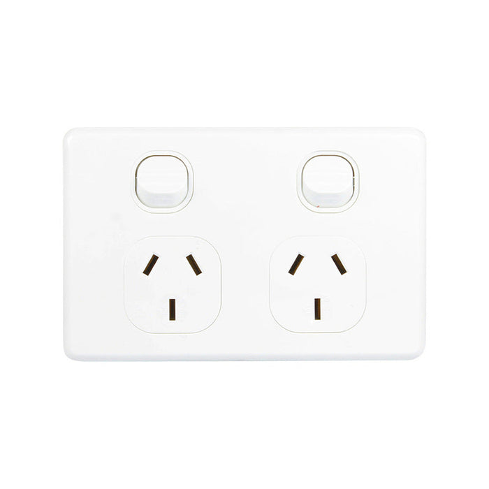 Sparky Stock Double Power Point 10 Amp Classic Style | White | SS-DPP-10A-WH