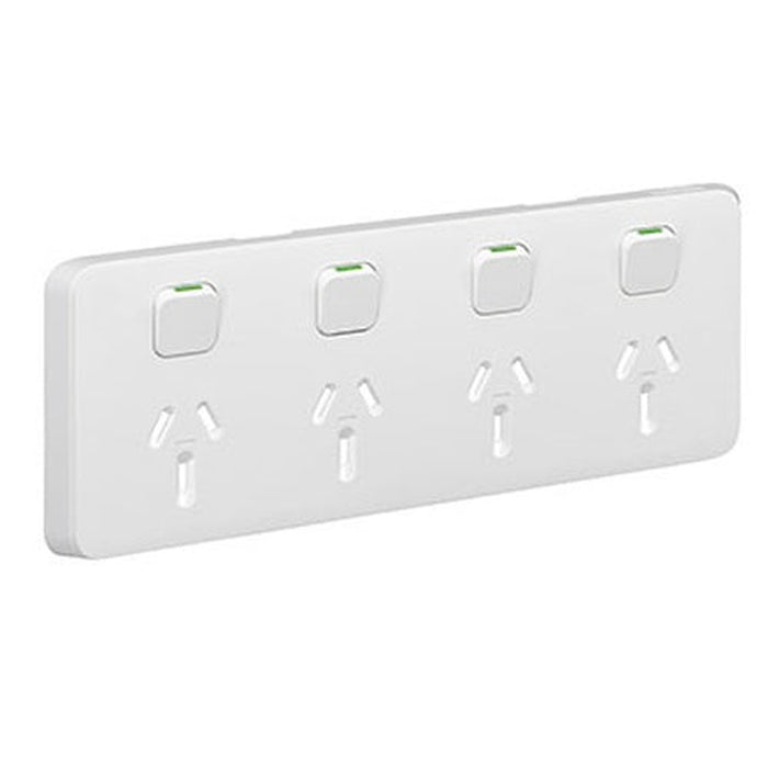 Clipsal Iconic Quad Power Point Skin, Horizontal Clip-On | Extra White | 3015/4C-XW