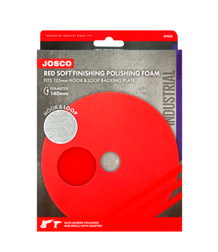 Jasco 125mm Soft Polishing Hook And Loop Foam Polishing Pad | Red | JP1022