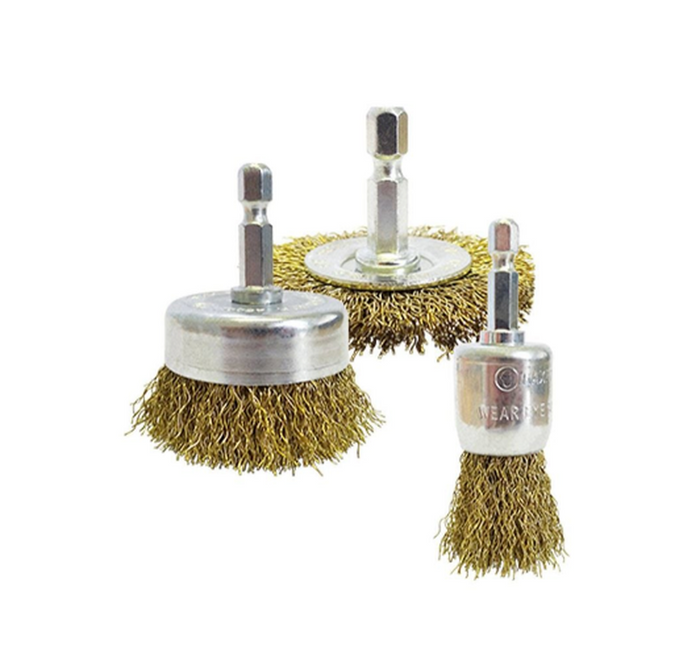 Josco 3 Piece Drill Brush Kit | Gold | BRUKIT3