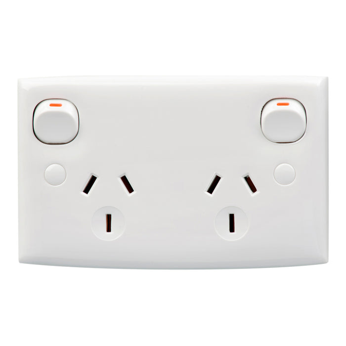 Clipsal Standard Series 10A Double Pole Double Power Point | White Electric | 25D-WE