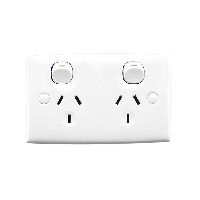 Clipsal Standard 10A Double Power Point with Shutters | White Electric | 25S-WE
