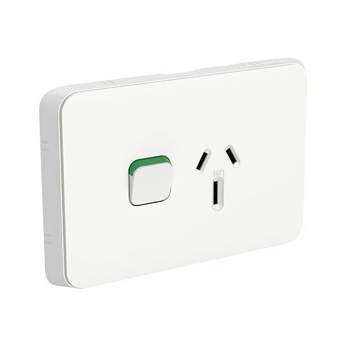 Clipsal Iconic Single Power Point 15A 250V Horizontal | Vivid White | 3015/15-VW