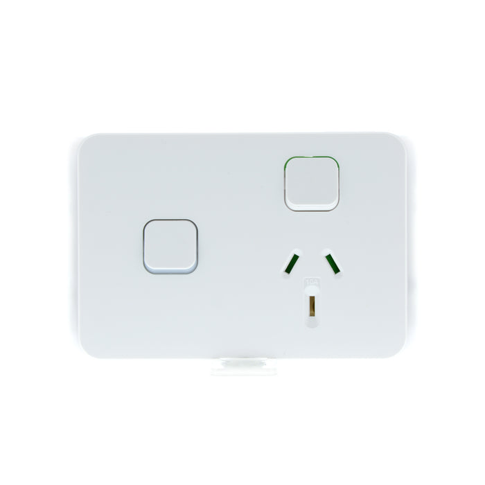 Clipsal Iconic 10A Single Power Point with Extra Switch | Vivid White | 3015XA-VW