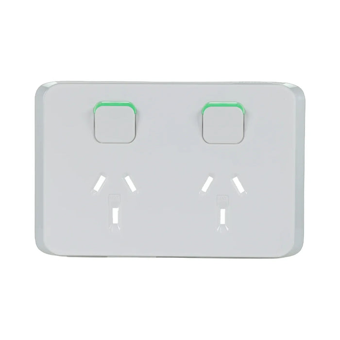 Clipsal Iconic Double Power Point Skin | Vivid White | 3025C-VW