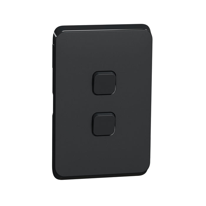 Clipsal Iconic 2 Gang Switch Plate Skin Horizontal/Vertical | Extra Black | 3042C-XB