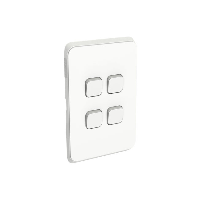 Clipsal Iconic 4 Gang Light Switch 10AX 1-Way/2-Way | Vivid White | 3044VA-VW