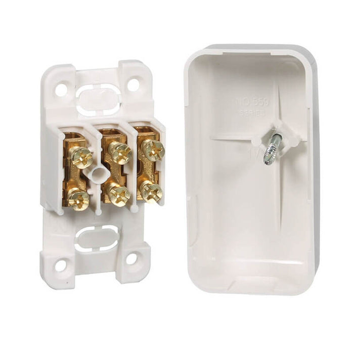 Clipsal Mini Junction Box with Cover and 3 Twin-Screw Terminals | White Electric | 559/3-WE