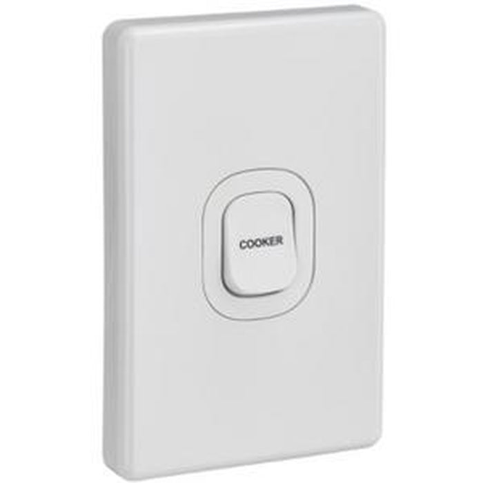 Clipsal Classic C2000 1 Gang Vertical Cooker Switch 45A 250V | White Electric | C2031V45-WE