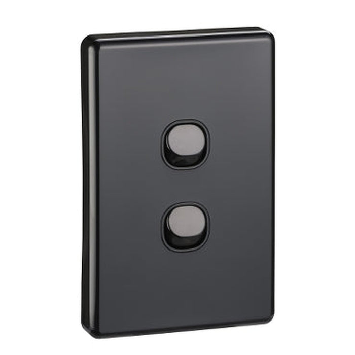 Clipsal Classic C2000 2 Gang Vertical Light Switch 10A | Black | C2032VA-BK