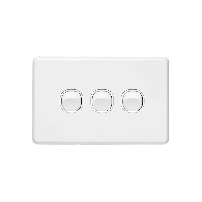 Clipsal Classic C2000 Series 3 Gang Horizontal Light Switch 10A, 250V | White Electric | C2033HA-WE