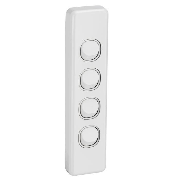 Clipsal Classic C2000 4 Gang Architrave Switch 10A | White Electric | C2034A-WE