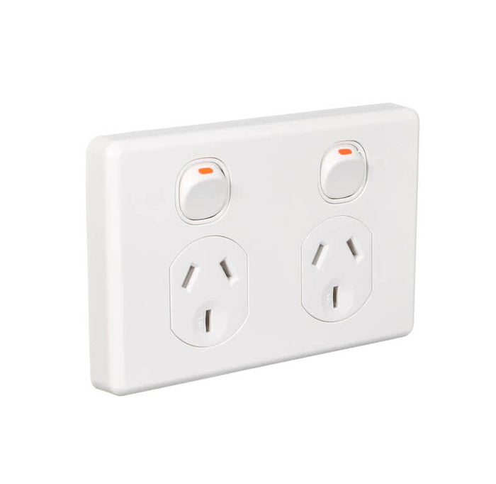 Clipsal Classic Double Power Point 10A 250V Double Pole | White Electric | C2025D-WE