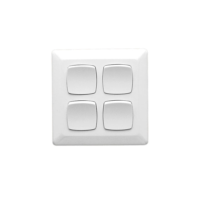 Clipsal Prestige P2000 4 Gang 10A Large Format Switch | White Electric | P2034/2VA-WE