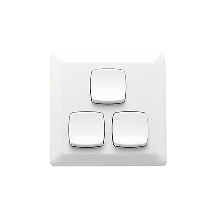 Clipsal Prestige 3 Gang Flush Switch | White Electric | P2033/2VA-WE