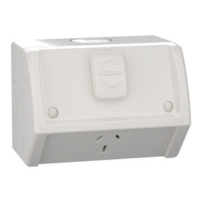 Clipsal Weathershield 15A Single Weatherproof Power Point | Chemical Resistant Grey | WSC227/1/15-RG