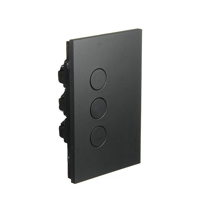 Clipsal Saturn Zen 3 Gang Pushbutton LED Switch 250V 16AX/20A | Zen Black | Z4063PBL-ZB