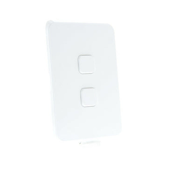 Clipsal Iconic Gridplate and Skin 2 Gang, Vertical/Horizontal | Extra White | 3042VH-XW