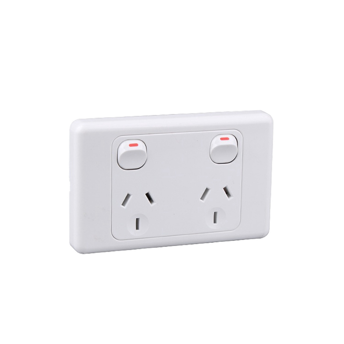 Sparky Stock Double Power Point 10A 250V Horizontal | White | SS-AS315