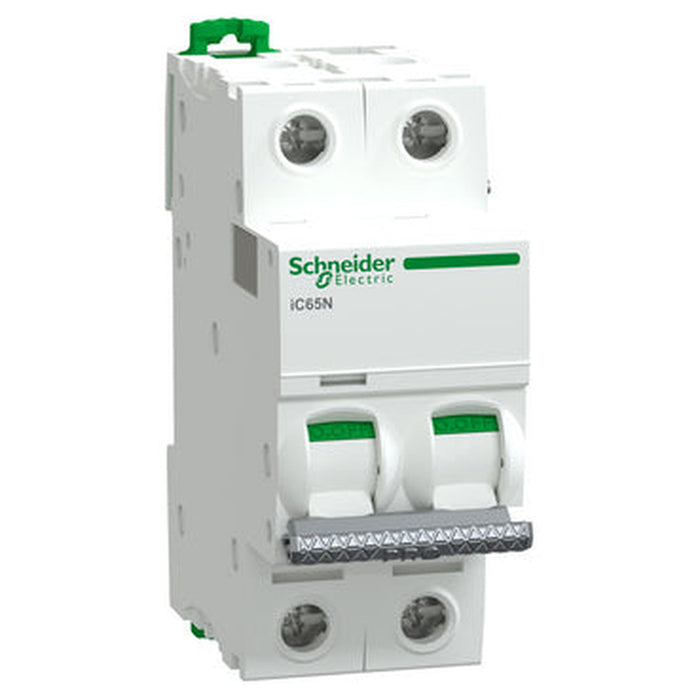 Schneider Electric Acti9 Pro iC65N 2 Pole 63A C Curve 6kA Circuit Breaker | White | A91NC263