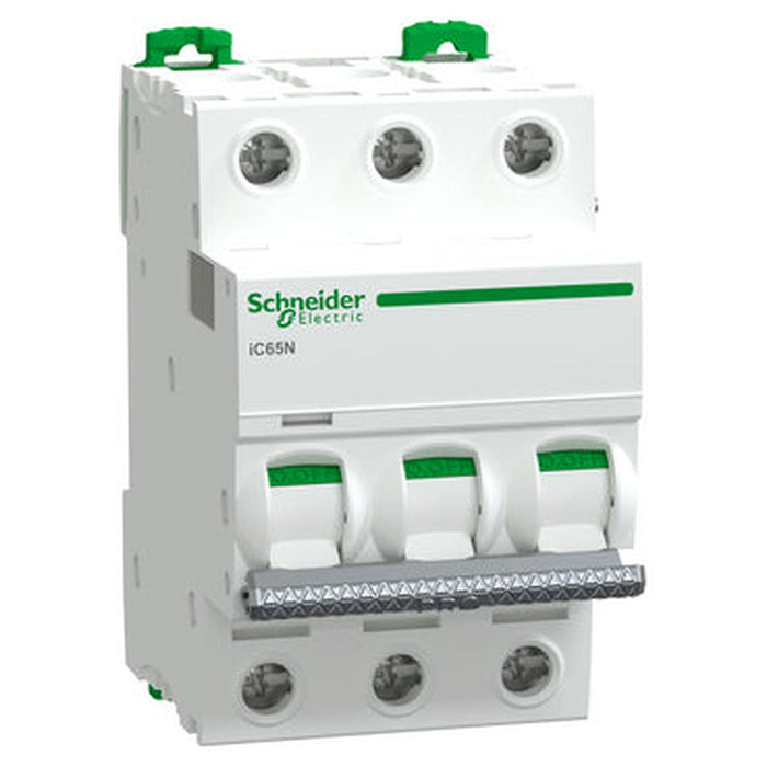 Schneider Electric Acti9 Pro iC65N 3 Pole 63A C Curve 6kA Circuit Breaker | White | A91NC363