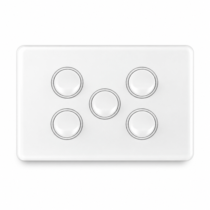 Sparky Stock 5 Gang Light Switch | Injection White | SS-HT152