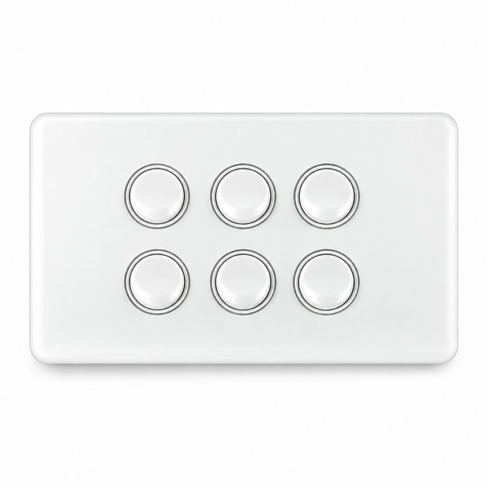 Sparky Stock 6 Gang Light Switch | Injection White | SS-HT162