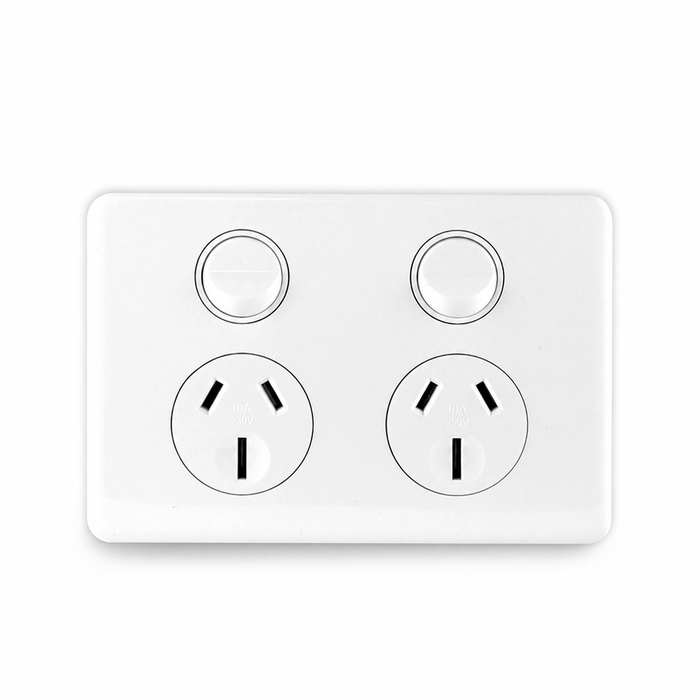 Sparky Stock Double Power Point 10A 250V | Injection White | SS-HT226