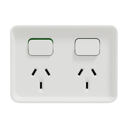 Clipsal Iconic Outdoor Double Power Point 10A - Extra White - O3025-XW