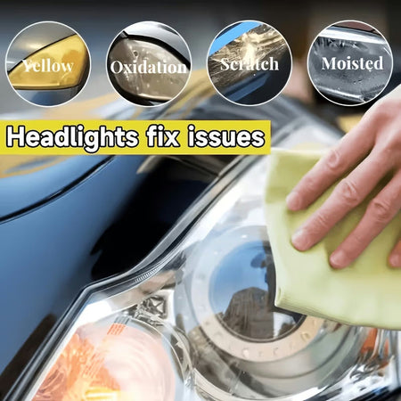 Car Headlight Repair Agent, Headlight Yellow Oxidation Haze Remover, Lens Polishing Grinding Material, Restore Brightness for Front Rear Car Headlights | Yellow / White / Black | 81839292016