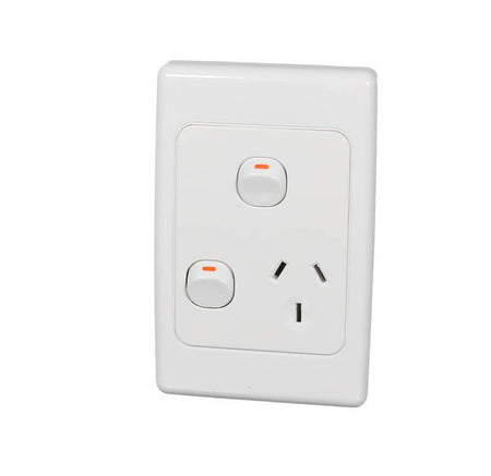 Clipsal 2000 Series Single Power Point with Extra Switch - White Electric - 2015VX-WE