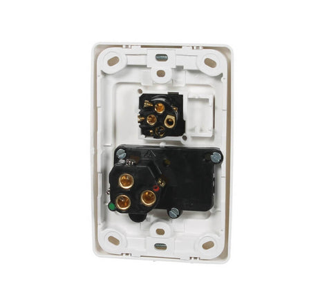 Clipsal 2000 Series Switched Socket Outlet Single, 250V, 10A, Vertical, Removable Extra Switch | White Electric | 2015VX-WE