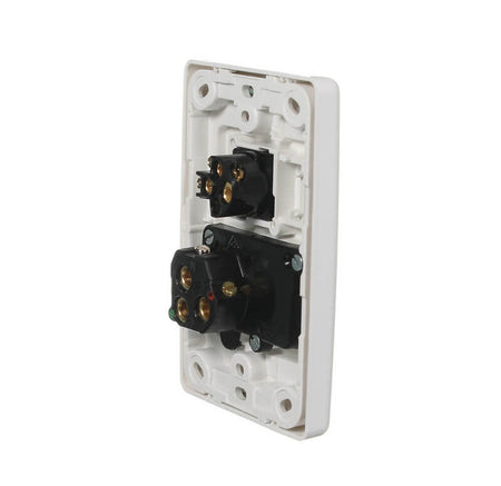 Clipsal 2000 Series Switched Socket Outlet Single, 250V, 10A, Vertical, Removable Extra Switch | White Electric | 2015VX-WE