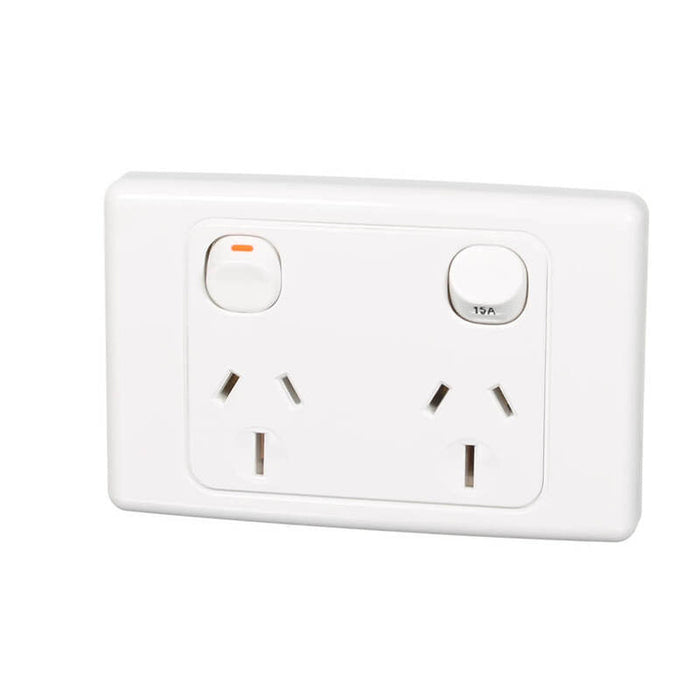 Clipsal 2000 Series Twin Switch Socket Outlet 250V, 15A | White Electric | 2025/15-WE