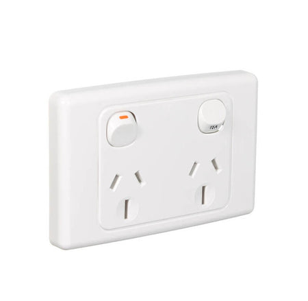 Clipsal 2000 Series Twin Switch Socket Outlet 250V, 15A | White Electric | 2025/15-WE