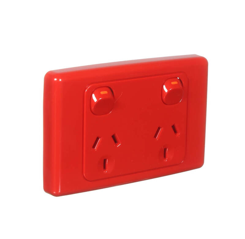 Clipsal 2000 Series Twin Switch Socket Outlet 250V, 10A | Red | 2025-RD