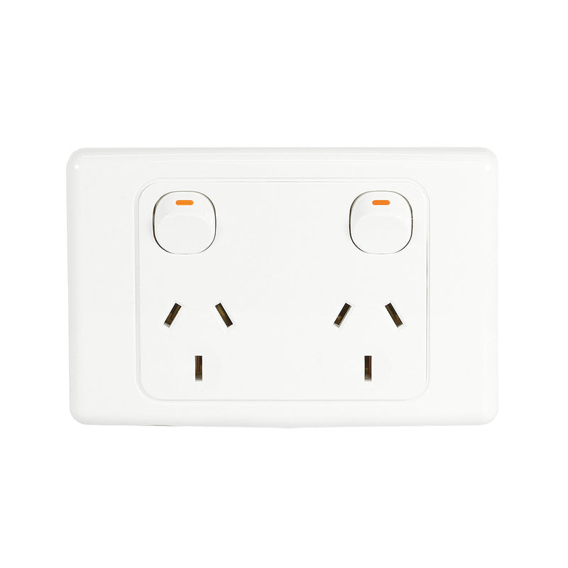 Clipsal 2000 Series Twin Switch Socket Outlet 250V, 10A | White Electric | 2025-WE
