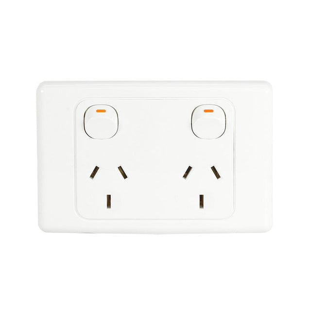 Clipsal 2000 Series Twin Switch Socket Outlet 250V, 10A | White Electric | 2025-WE
