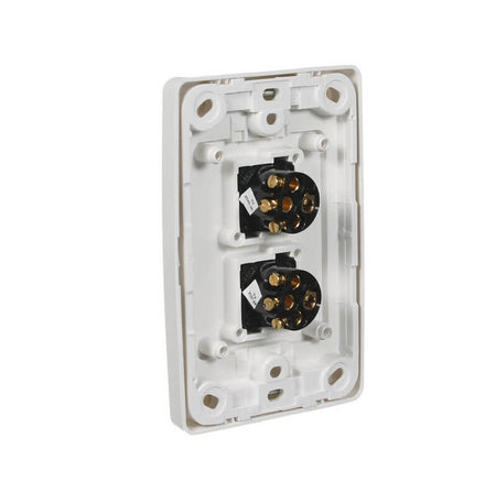 Clipsal 2000 Series Flush Switch 2 Gang, 250VAC, 10A, Standard, Vertical | White Electric | 2032VA-WE