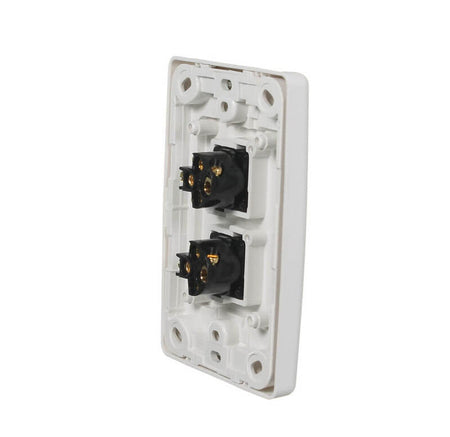 Clipsal 2000 Series Flush Switch 2 Gang, 250VAC, 10A, Standard, Vertical | White Electric | 2032VA-WE