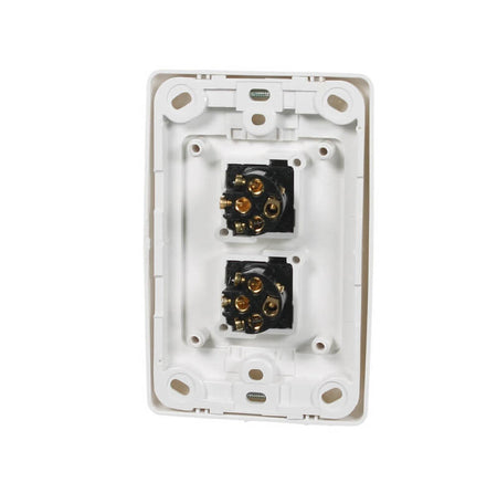 Clipsal 2000 Series Flush Switch 2 Gang, 250VAC, 10A, Standard, Vertical | White Electric | 2032VA-WE