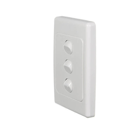 Clipsal 2000 Series Flush Switch 3 Gang, 250VAC, 10A, Standard, Vertical | White Electric | 2033VA-WE