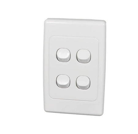 Clipsal 2000 Series 4 Gang Vertical Light Switch 10A - White Electric - 2034VA-WE