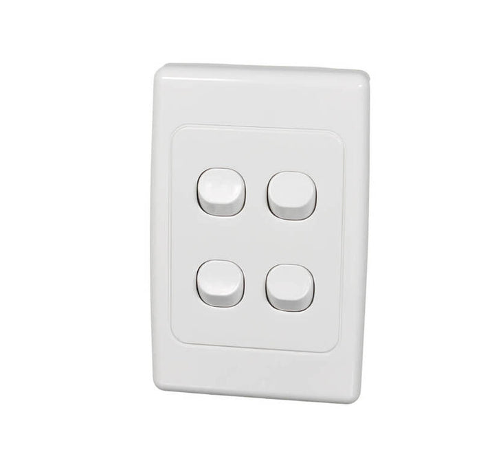 Clipsal 2000 Series Flush Switch 4 Gang, 250VAC, 10A, Standard, Vertical | White Electric | 2034VA-WE