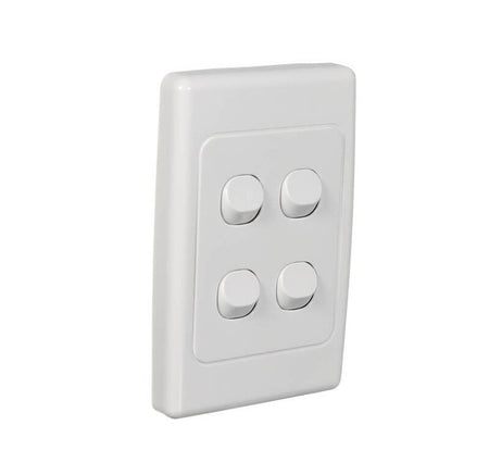 Clipsal 2000 Series Flush Switch 4 Gang, 250VAC, 10A, Standard, Vertical | White Electric | 2034VA-WE