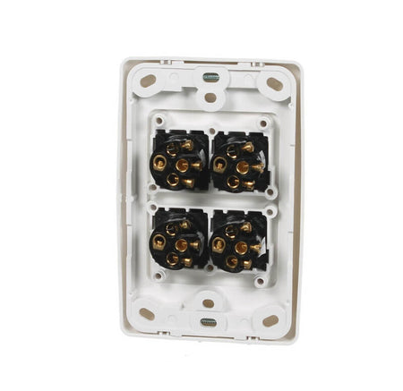 Clipsal 2000 Series Flush Switch 4 Gang, 250VAC, 10A, Standard, Vertical | White Electric | 2034VA-WE