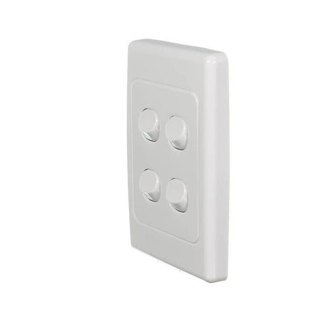 Clipsal 2000 Series Flush Switch 4 Gang, 250VAC, 10A, Standard, Vertical | White Electric | 2034VA-WE