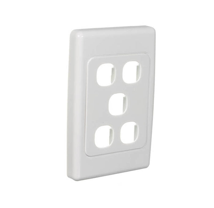 Clipsal 2000 Series Flush Surround and Grid Plate 5 Gang, Vertical/Horizontal Mount, Standard Size | White Electric | 2035VH-WE