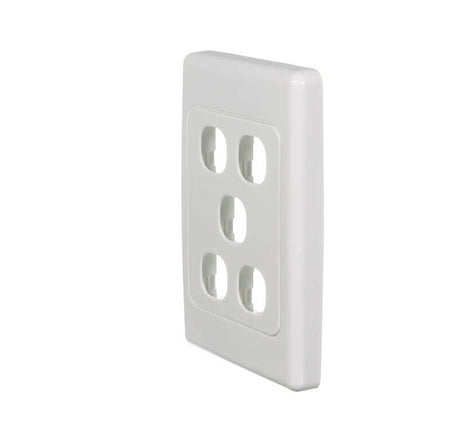 Clipsal 2000 Series Flush Surround and Grid Plate 5 Gang, Vertical/Horizontal Mount, Standard Size | White Electric | 2035VH-WE